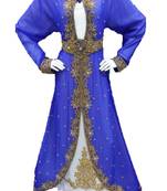 Inner cream acket royal blue georgette embriodery islamic kaftans