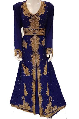 Royal blue georgette embriodery islamic kaftans