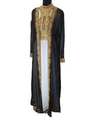Inner cream and jakcet black georgette embriodery islamic kaftans 2