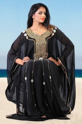 Black georgette embriodery islamic kaftans 1