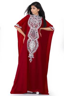 Maroon georgette embriodery islamic kaftans 2