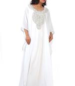 White georgette embroidery islamic kaftans
