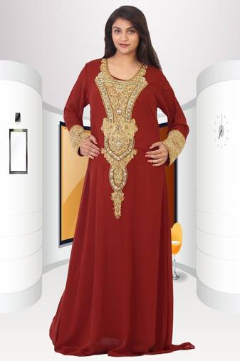 Maroon georgette embriodery islamic kaftans