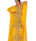 Yellow georgette embriodery islamic kaftans