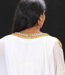 Off White georgette embroidery islamic kaftans