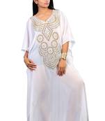 Off White georgette embroidery islamic kaftans