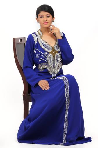 Royal blue georgette embriodery islamic kaftans