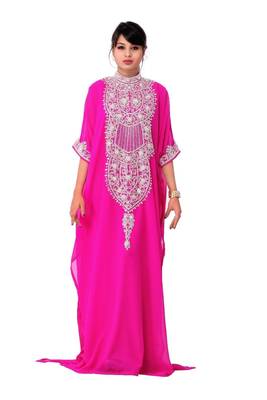 Pink georgette embriodery islamic kaftans 2