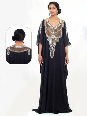 Black georgette embriodery islamic kaftans 1