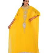 Yellow georgette embriodery islamic kaftans
