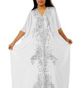 White georgette embroidery islamic kaftans