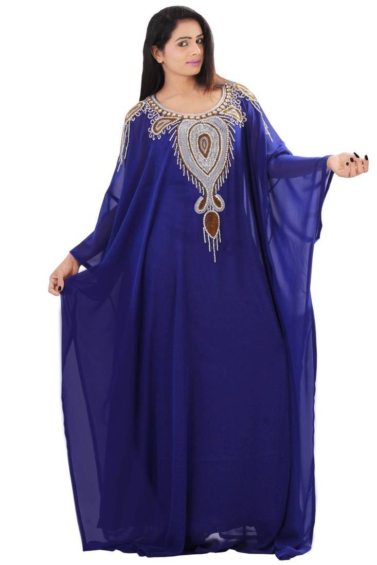 Royal blue georgette embriodery islamic kaftans