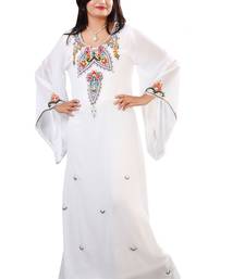 White georgette embroidery islamic kaftans