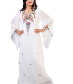 White georgette embroidery islamic kaftans