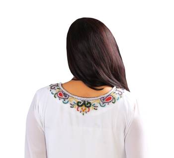 White georgette embroidery islamic kaftans 2