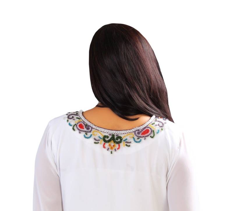 White georgette embroidery islamic kaftans