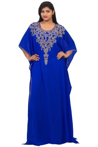 Royal blue georgette embriodery islamic kaftans