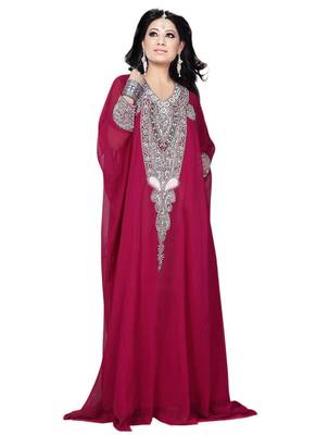 Pink georgette embriodery islamic kaftans 1
