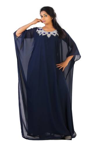 Navy blue georgette embriodery islamic kaftans