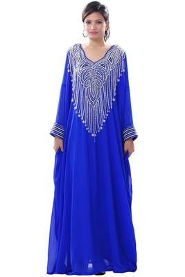 Royal blue georgette embriodery islamic kaftans 1