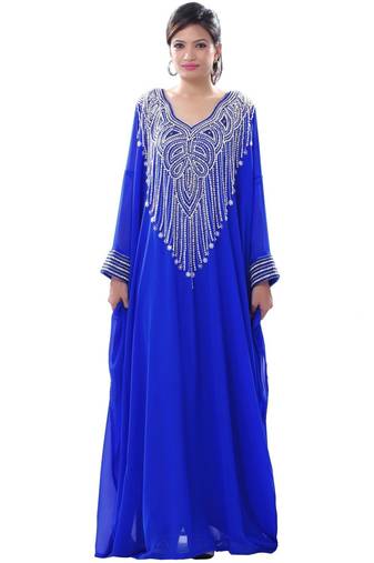 Royal blue georgette embriodery islamic kaftans