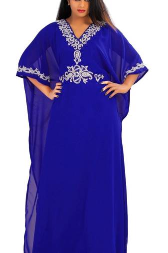 Royal blue georgette embriodery islamic kaftans