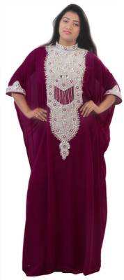 Magenta georgette embriodery islamic kaftans 1