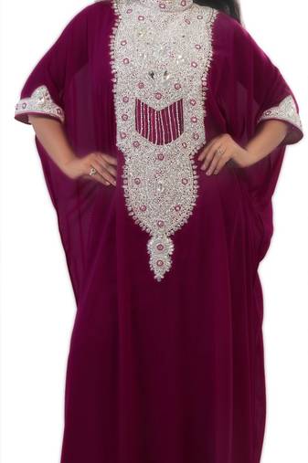Magenta georgette embriodery islamic kaftans