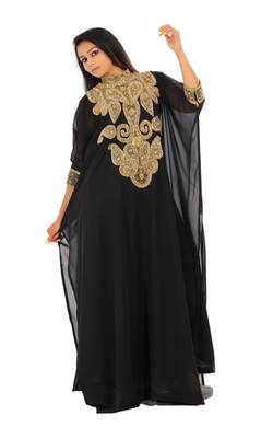 Black georgette embriodery islamic kaftans 1