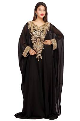 Black georgette embriodery islamic kaftans 2