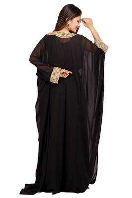 Black georgette embriodery islamic kaftans 2