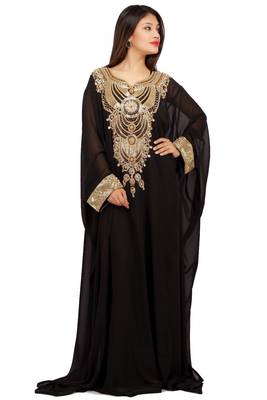 Black georgette embriodery islamic kaftans 1