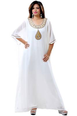 Cream georgette embriodery islamic kaftans 1