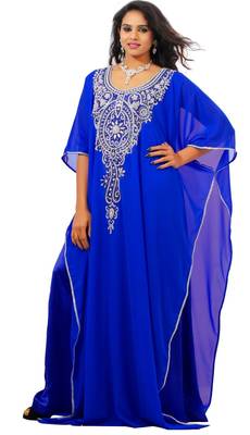 Royal Blue georgette embriodery islamic kaftans 2