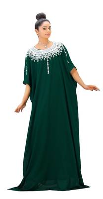 Green georgette embriodery islamic kaftans 1