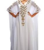 White georgette embroidery islamic kaftans