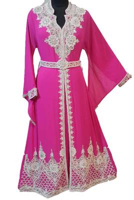 Pink georgette embriodery islamic kaftans 1