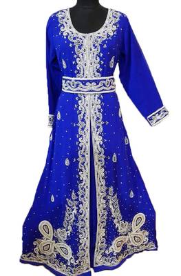 Royal blue georgette embriodery islamic kaftans 1