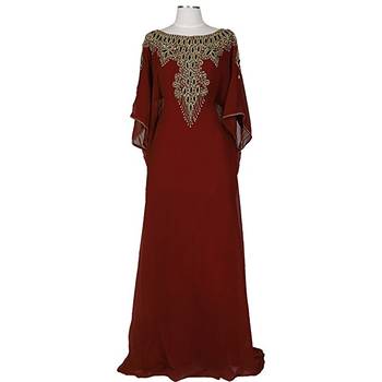 Maroon georgette embriodery islamic kaftans 2