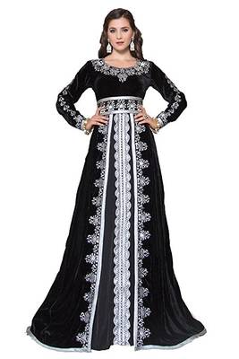Black georgette embriodery islamic kaftans 2