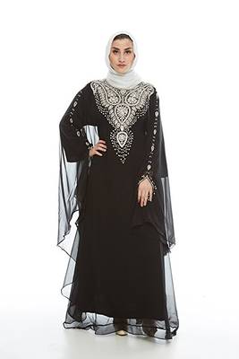 Black georgette embriodery islamic kaftans 1