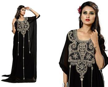 Black georgette embriodery islamic kaftans 2