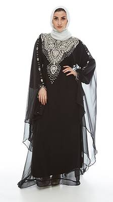 Black georgette embriodery islamic kaftans 1