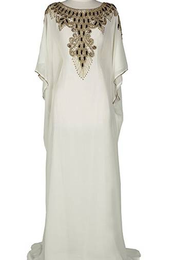 white georgette embroidery islamic kaftans
