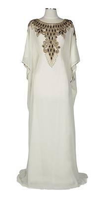 white georgette embroidery islamic kaftans 2