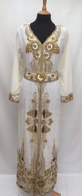 Cream georgette embriodery islamic kaftans 1