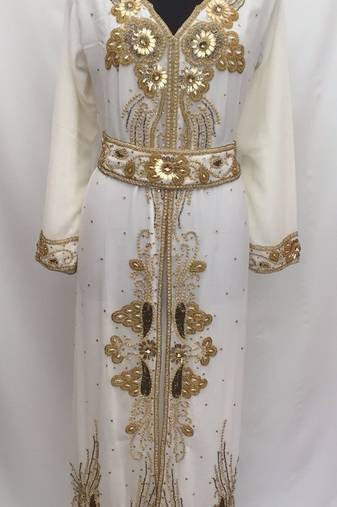Cream georgette embriodery islamic kaftans