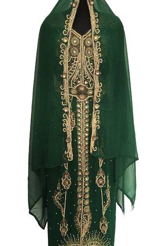 Bottle green georgette embriodery islamic kaftans