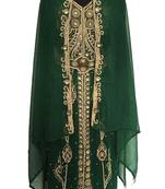 Bottle green georgette embriodery islamic kaftans