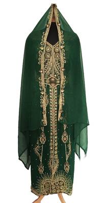 Bottle green georgette embriodery islamic kaftans 2